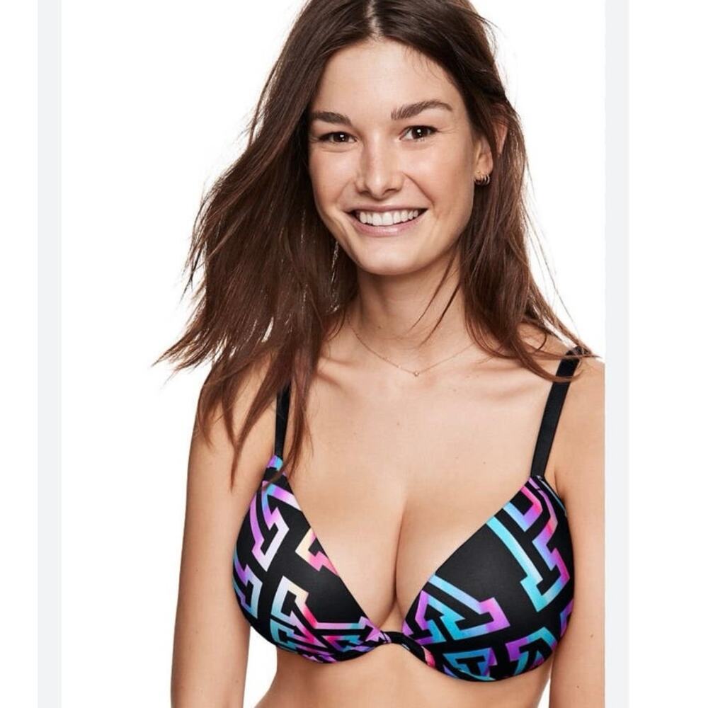 VS Pink Logo Wear Multi-Colored Everywhere Lightly Lined Padded Bra Size 32D